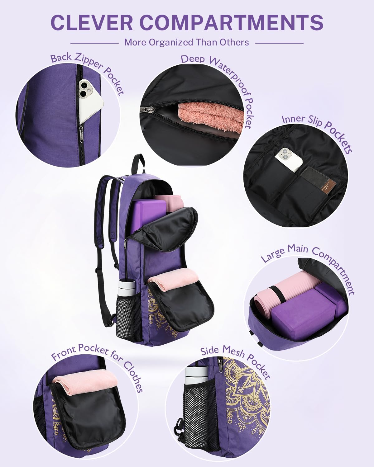 Gonex Yoga Mat Bag Convertible Backpack Blocks Carrier with Wet Pocket