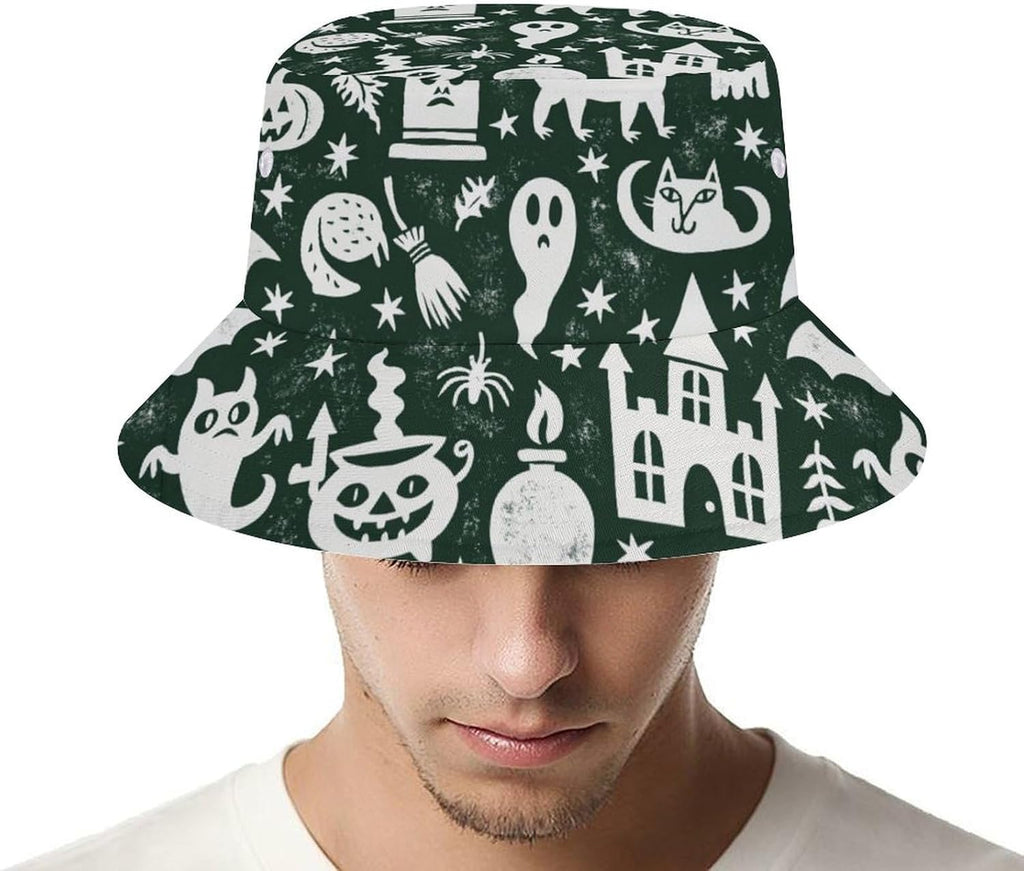 Halloween Bucket Hat for Men Unisex Womens Graphic Safari Hat Outdoor Sun Protection Fisherman Cap