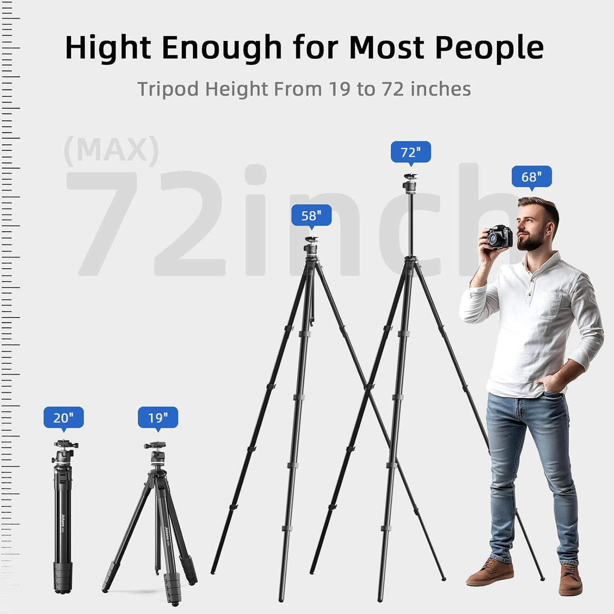 KINGJOY 72'' Camera Tripod Compact for Travel with 360° Ball Head