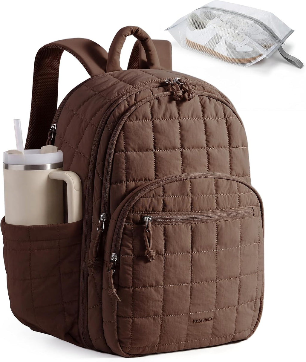 BAGSMART Travel Backpack for Women, 17.3" Carry on Backpack, Chocolate