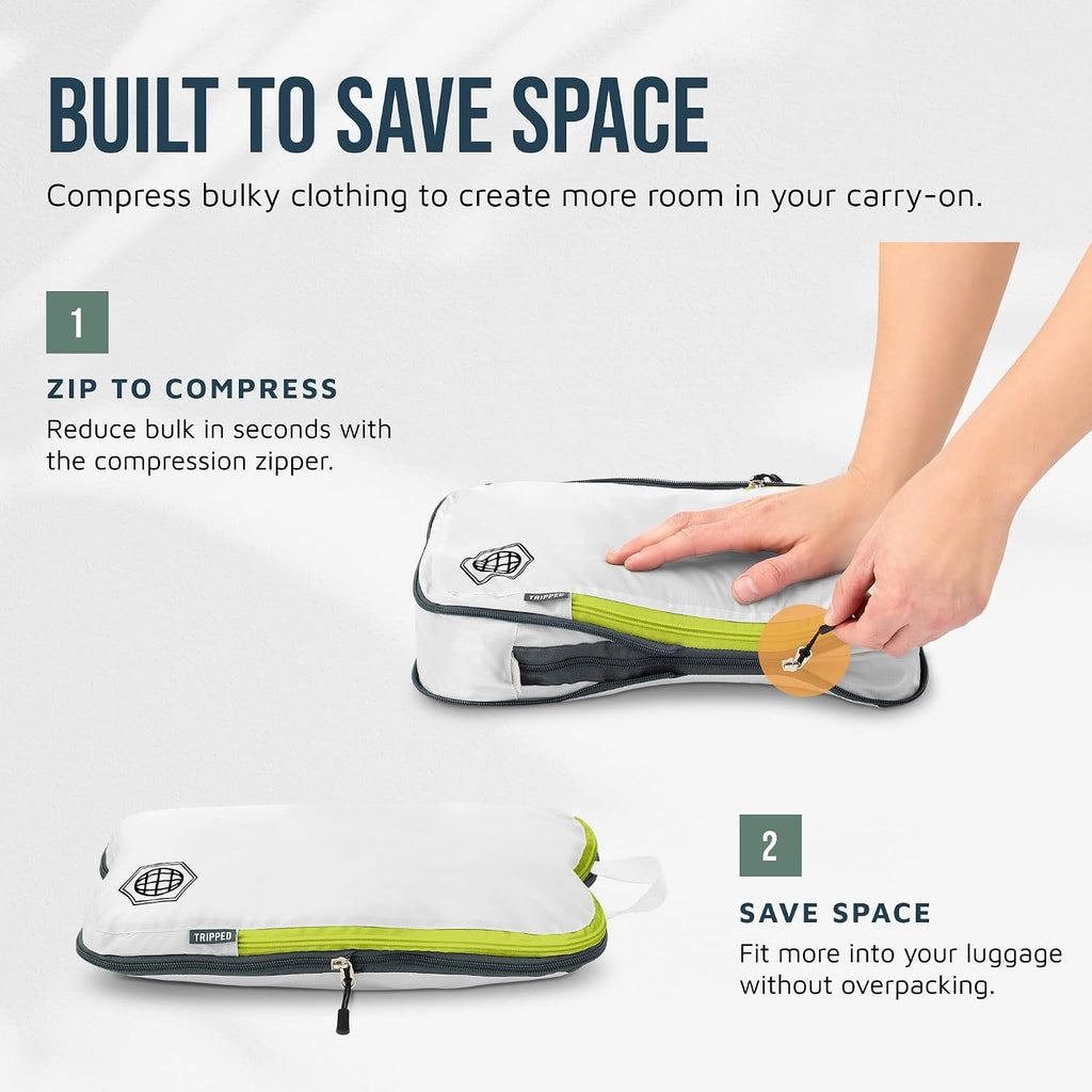 TRIPPED Travel Gear Compression Packing Cubes for Carry-On Travel 6-Pack