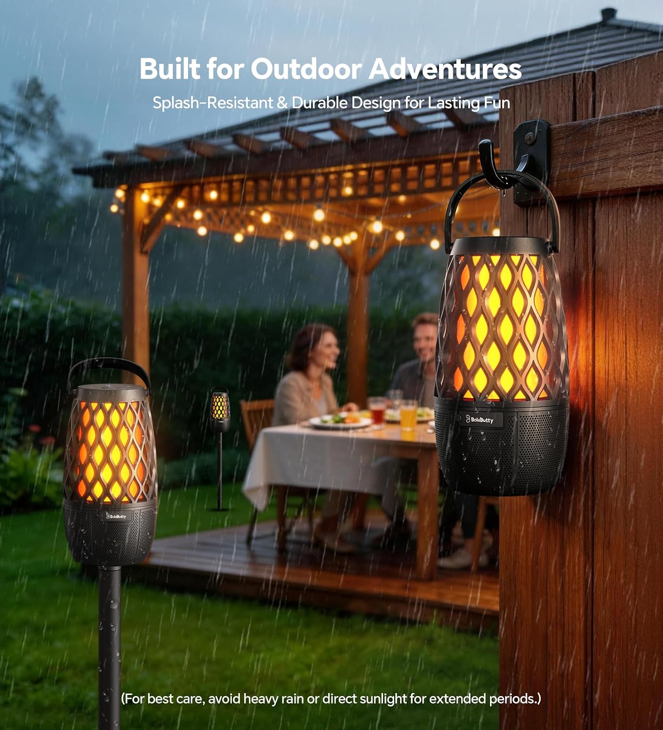 Outdoor Speakers with Ligths Gifts for Men Multi-Sync up to 100 Speakers | IPX5 Waterproof, HD Stereo Sound, Auto-Pairing, House Warming Gifts, Lanterns for Camp|Patio|Pool|Yard, Cool Stuff
