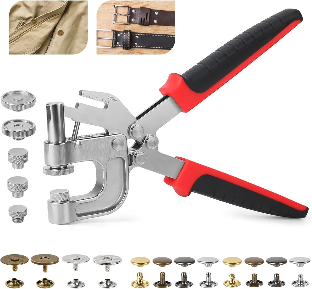 160 Set Rivets for Leather Crafting and 20 Set Magnetic Buttons, 4 Colors 10 MM Double Cap Rivets & 18 MM Magnetic Snaps for Purses and Totes with Snap Fasteners Tool, for Leather, Boots, Belt