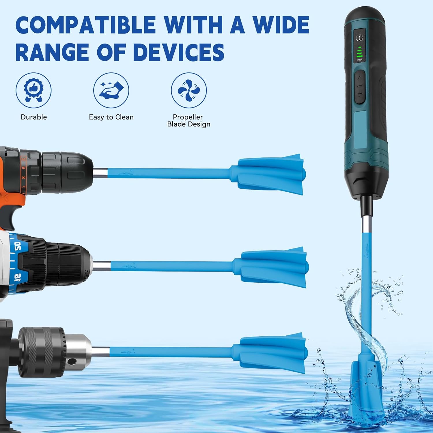 Suzzam Silicone Resin Mixer Paddles, 4Pcs Epoxy Mixer for Drill