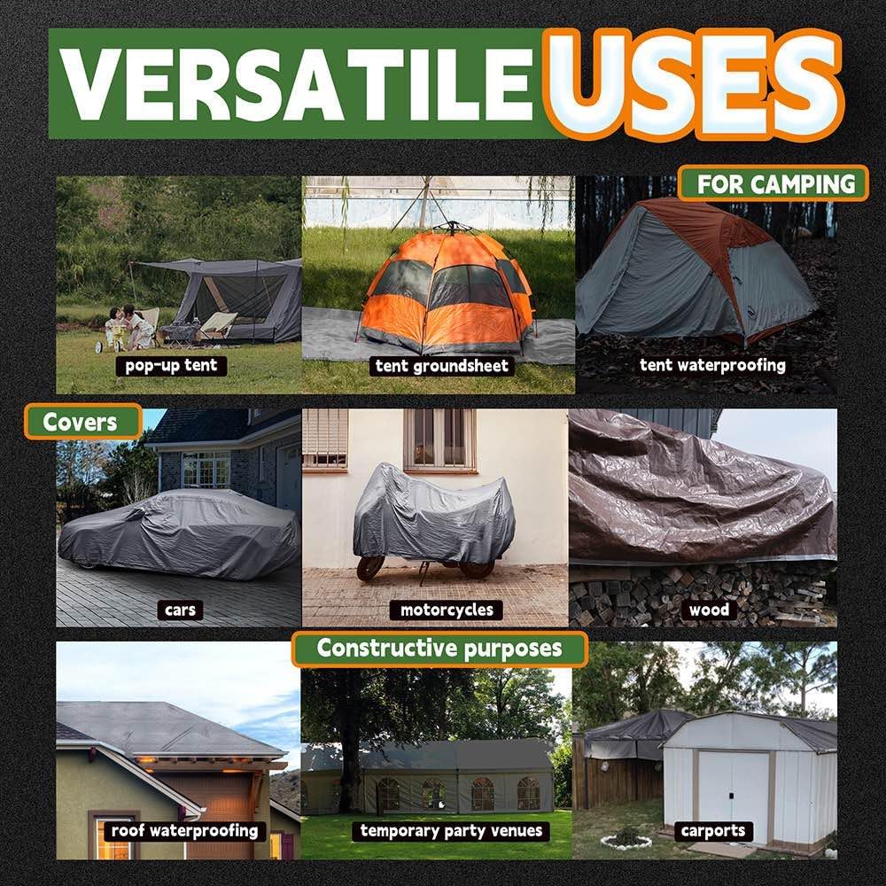 RAINDEWAY 12x25 Feet Tarps Heavy Duty Waterproof,10Mil Multipurpose Tarp