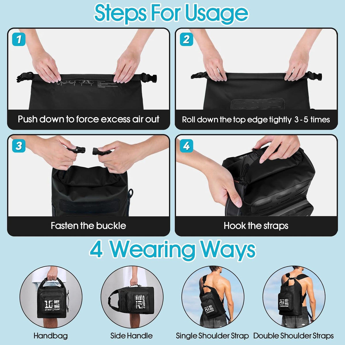 MORXPLOR Dry Bag Waterproof,5L/10L/20L/30L/40L/55L Roll Top Dry Bag Backpack with WaterProof Phone Case for Swim,Kayak