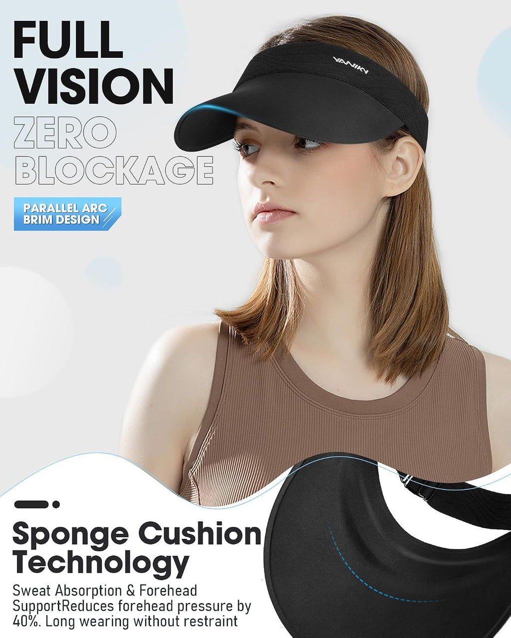 YANIKY Sun Visor Hat for Women,UPF50+ Seamless Sun Hats Men Women Lightweight Sports Cap Stretchy Ponytail Hat for Outdoor