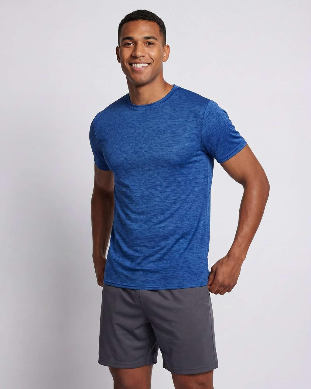 5 Pack Men's Dry Fit Workout T Shirts Crew Neck Athletic Gym Running Tees