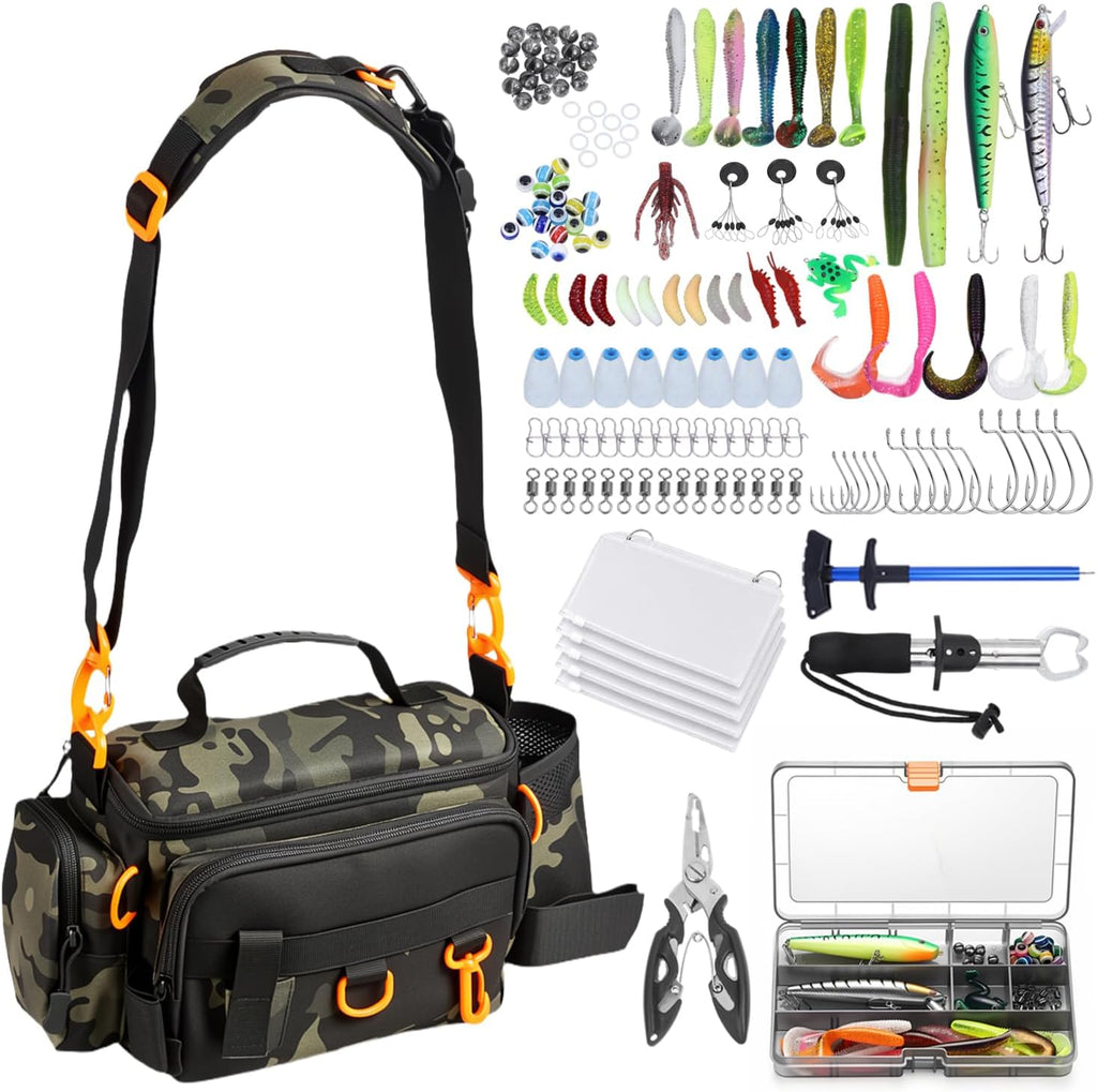 Fishing Tackle Bags with Tackle Box &Tool Set,Gifts for Men (Green)