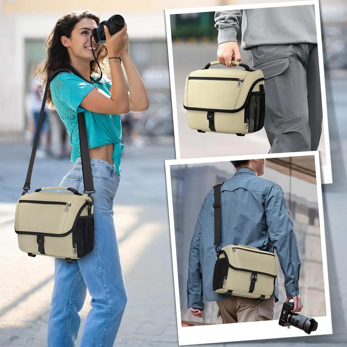 RAINSMORE Camera Bag, DSLR SLR Mirrorless Camera Case for Photographer