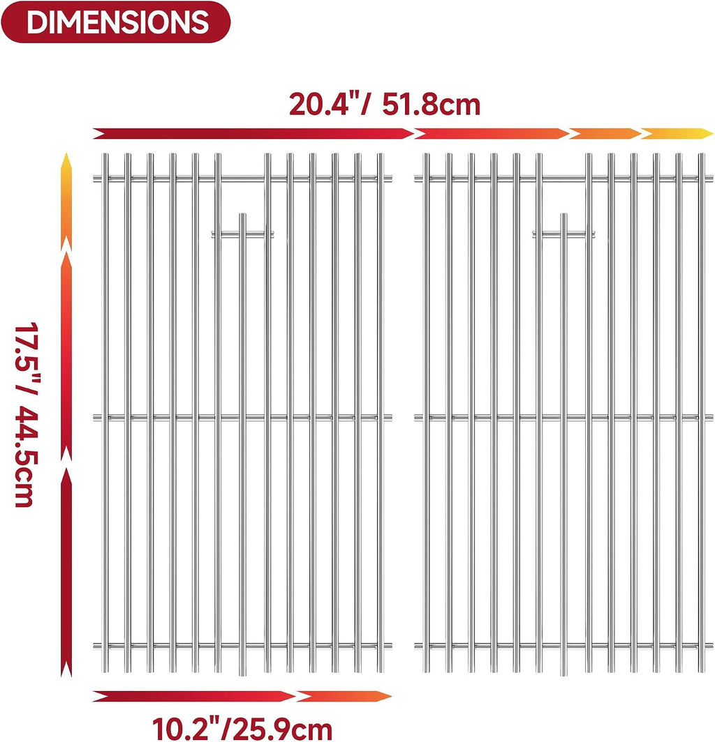 20.5" Wx17.5 D Grill Grates,Stainless Steel Charbroil Grill Replacement Parts,2Pack