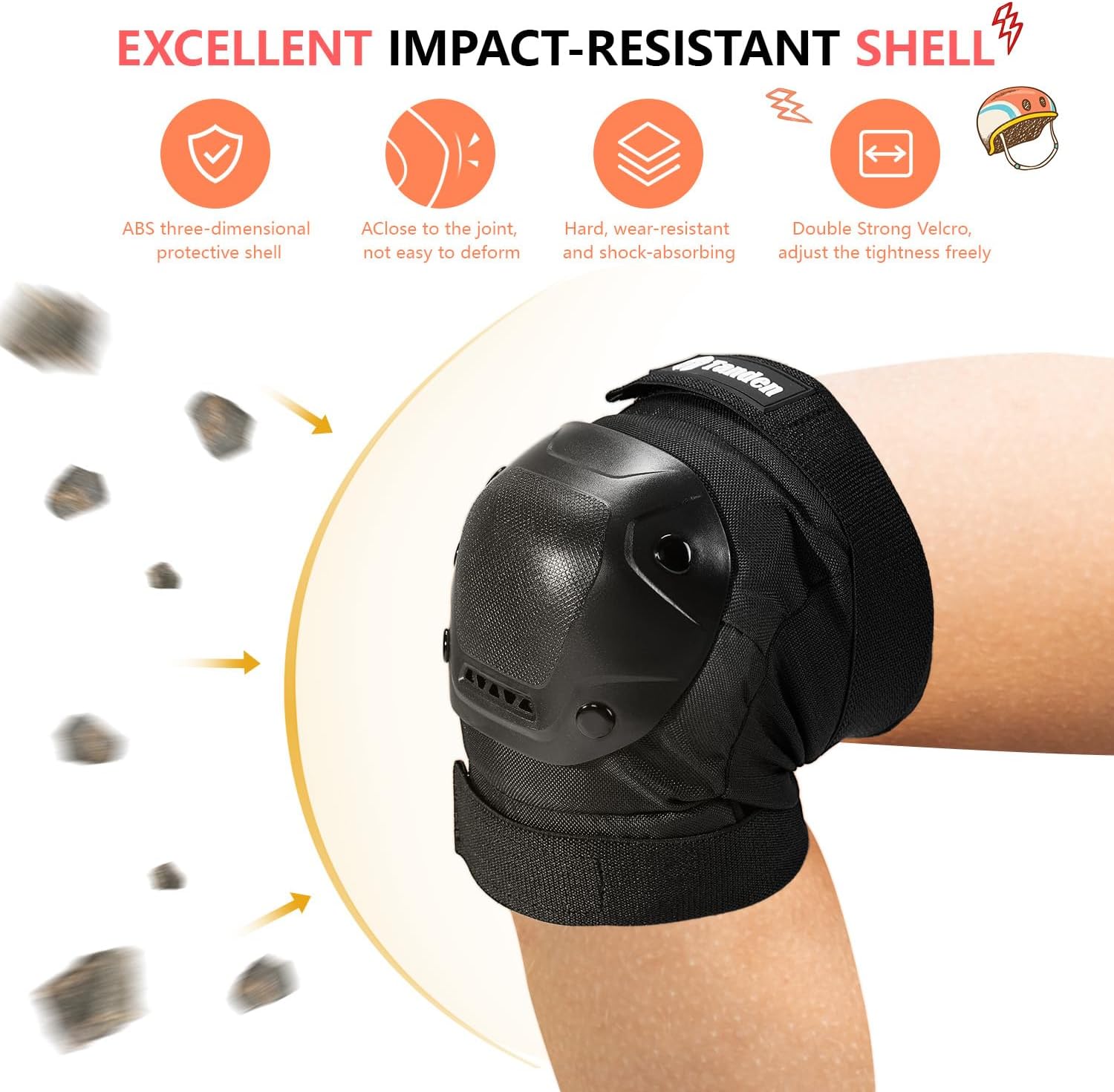 Tanden Skate Protective Gear Adult Knee Pads and Elbow Pads Set Wrist Guard