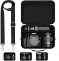 Hard Shell Camera Case Compatible with Canon EOS Rebel T7/R50/R100 and More DSLR & Mirrorless Cameras – Portable Travel Bag with Adjustable Dividers, Mesh Pocket & Shoulder Strap (Black)