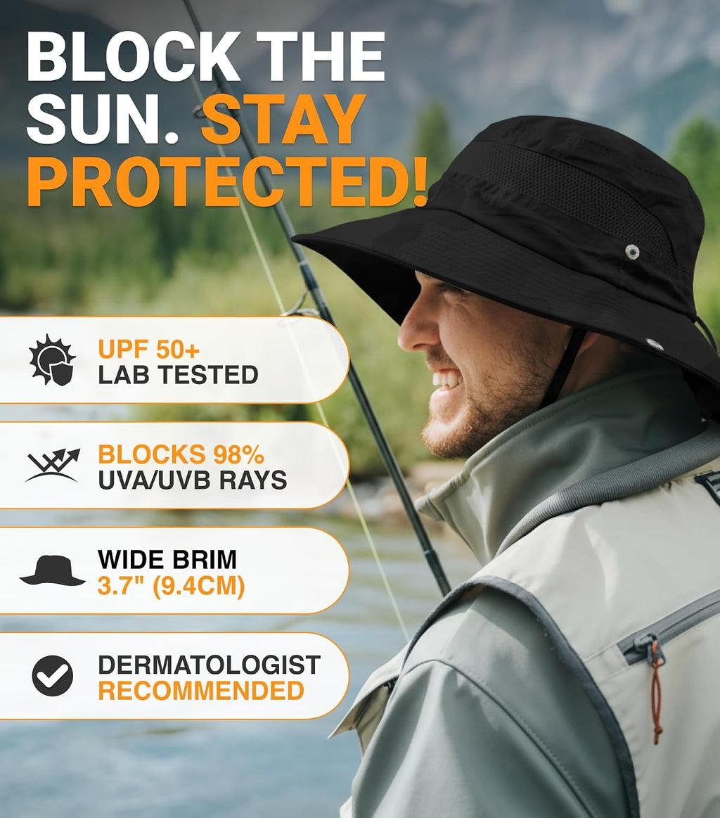 GearTOP Safari Hat for Men Sun Hats for Women UV Protection UPF 50+ Fishing, Gardening, Hiking Hat (22-23 1/2")