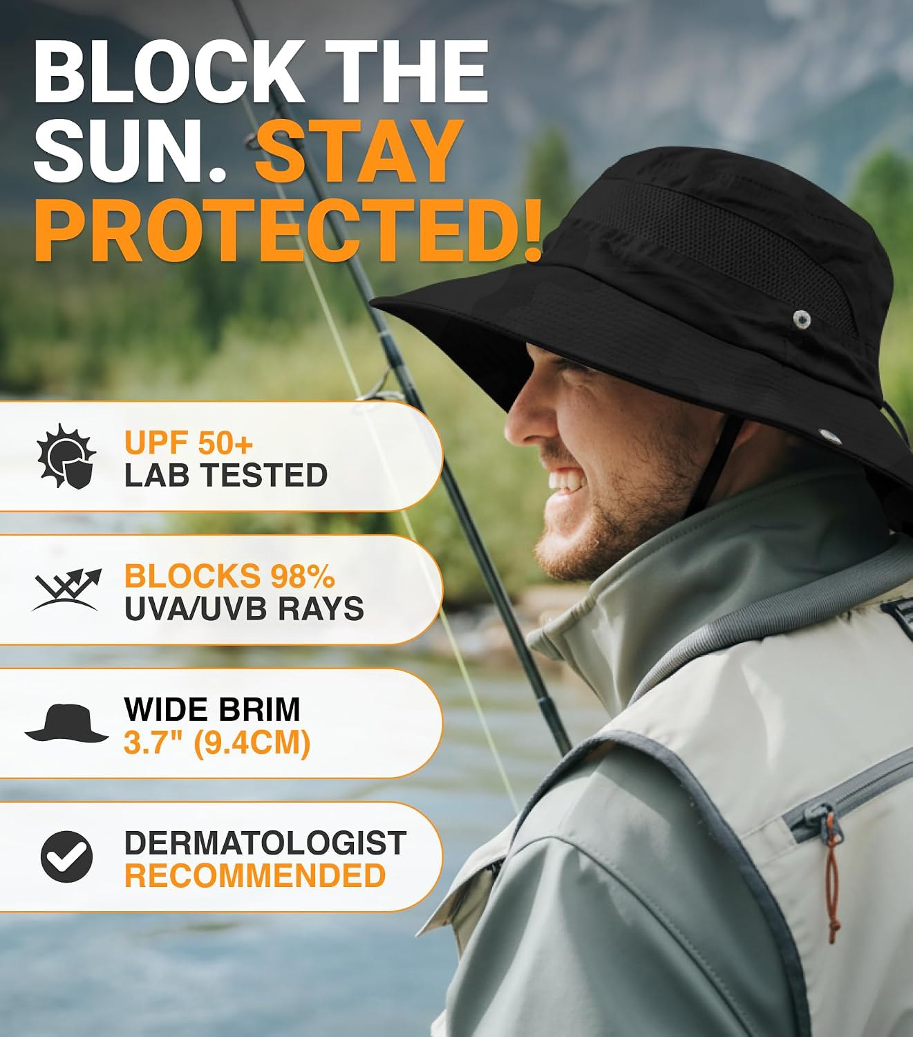 GearTOP Safari Hat for Men Sun Hats for Women UV Protection UPF 50+ Fishing, Gardening, Hiking Hat (22-23 1/2")
