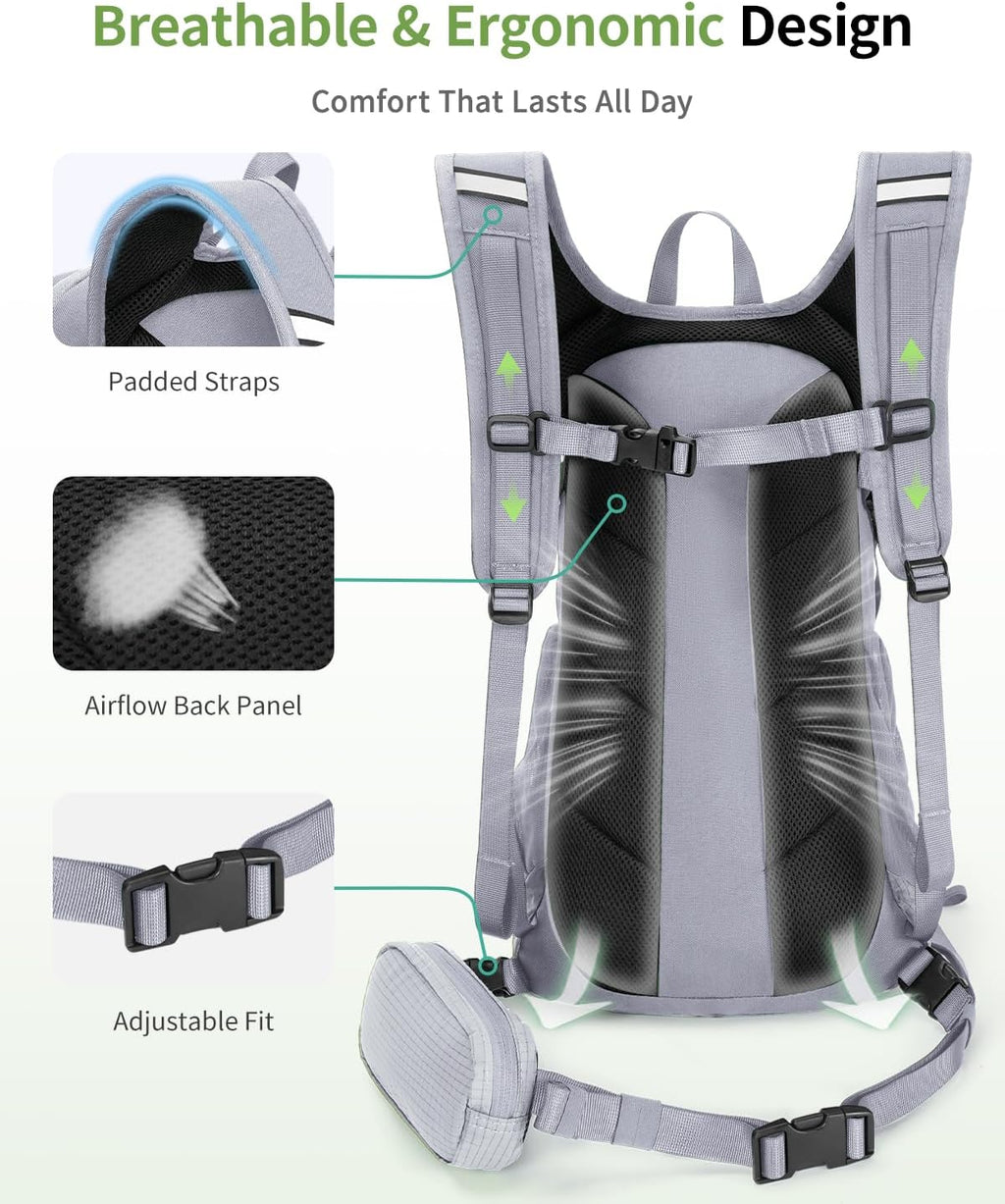 ECOHUB 20L Lightweight Hydration Backpack with 2L Water Bladder&Waist Pack