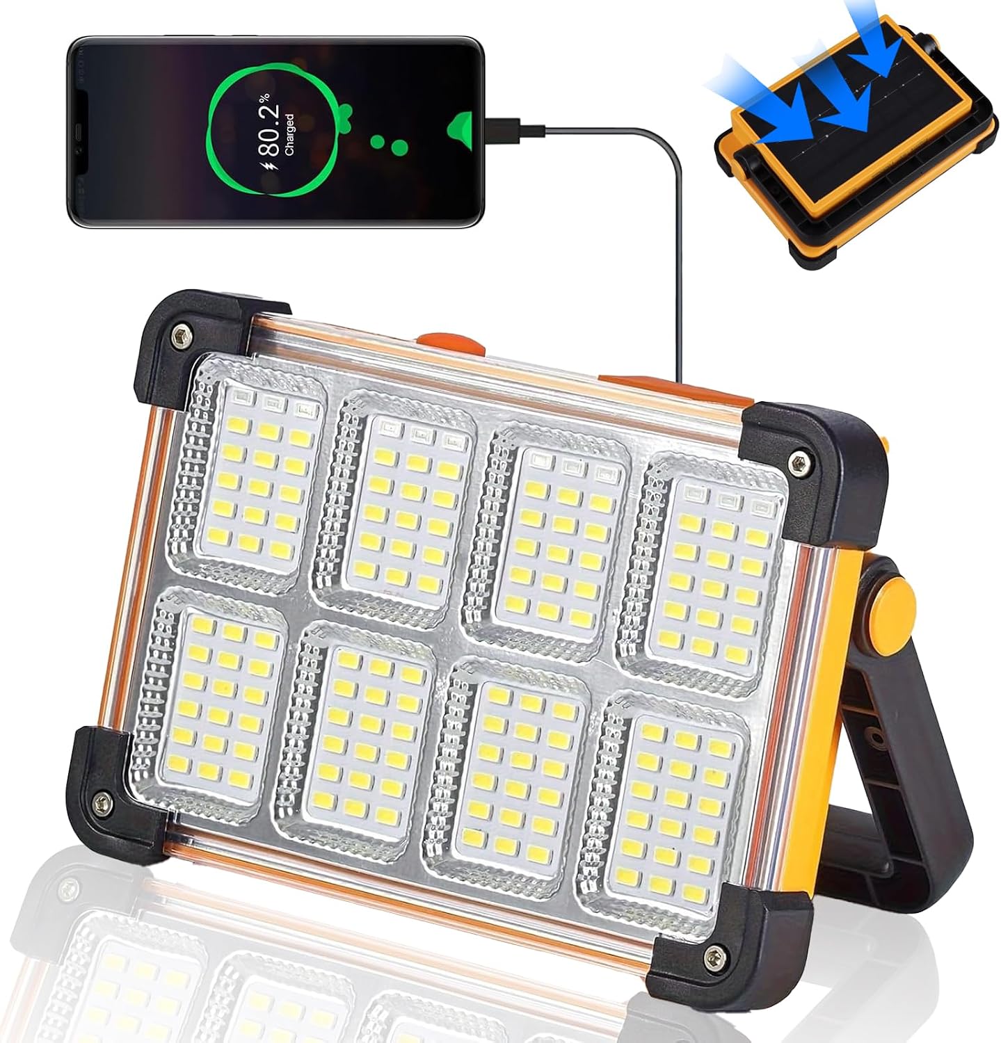 YXQUA 120W Solar Rechargeable Work Light, 144 LED 10000LM, IP65