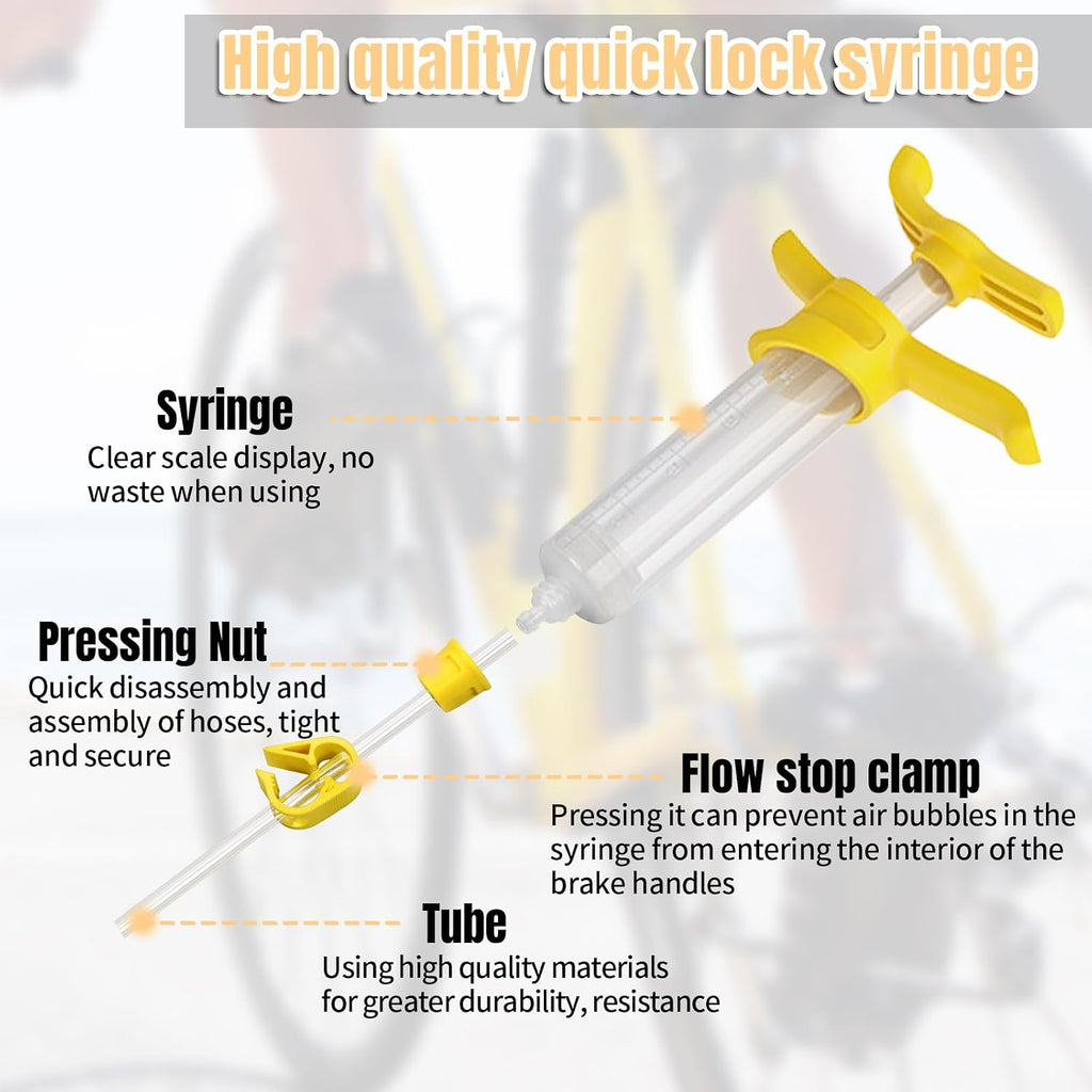 Pmbqifay Brake Bleed Kit for Shimano,TEKTRO, TRP Hydraulic Disc Brakes, with 180 ml Mineral Oil Brake Fluid, Bike Hydraulic Brake Bleed Kit for MTB/Road Bike Brake