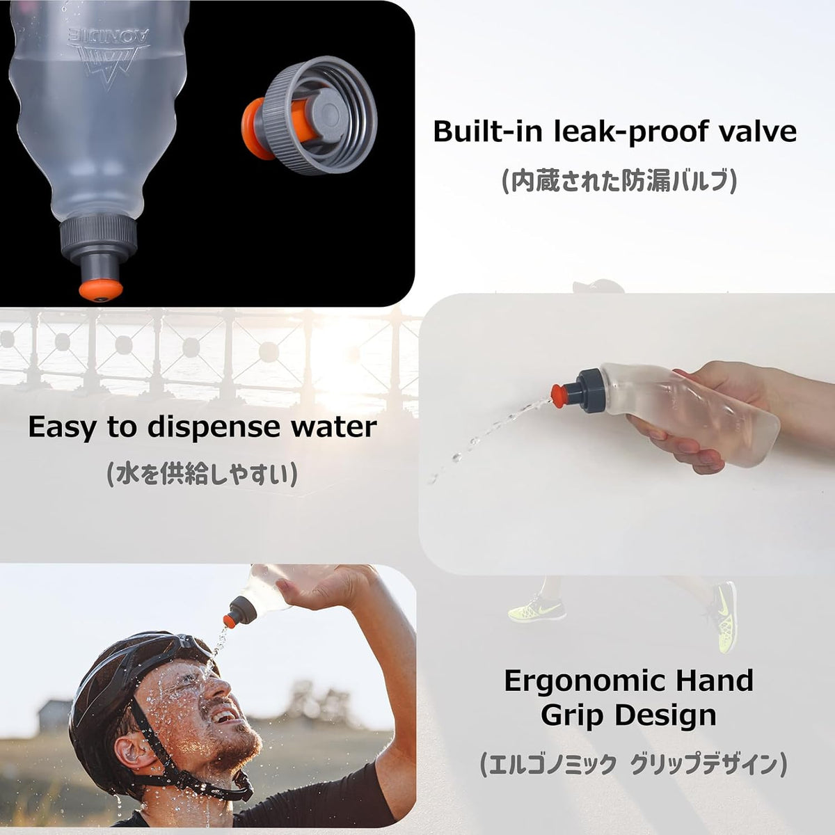 Azarxis Running Water Bottles Flask BPA Free Leakproof Hydration Vest Packs Waist Belt Replacement for Triathlon Marathon Hiking Cycling Climbing Jogging Runner (250ml / 8.5oz - 2 Pack)