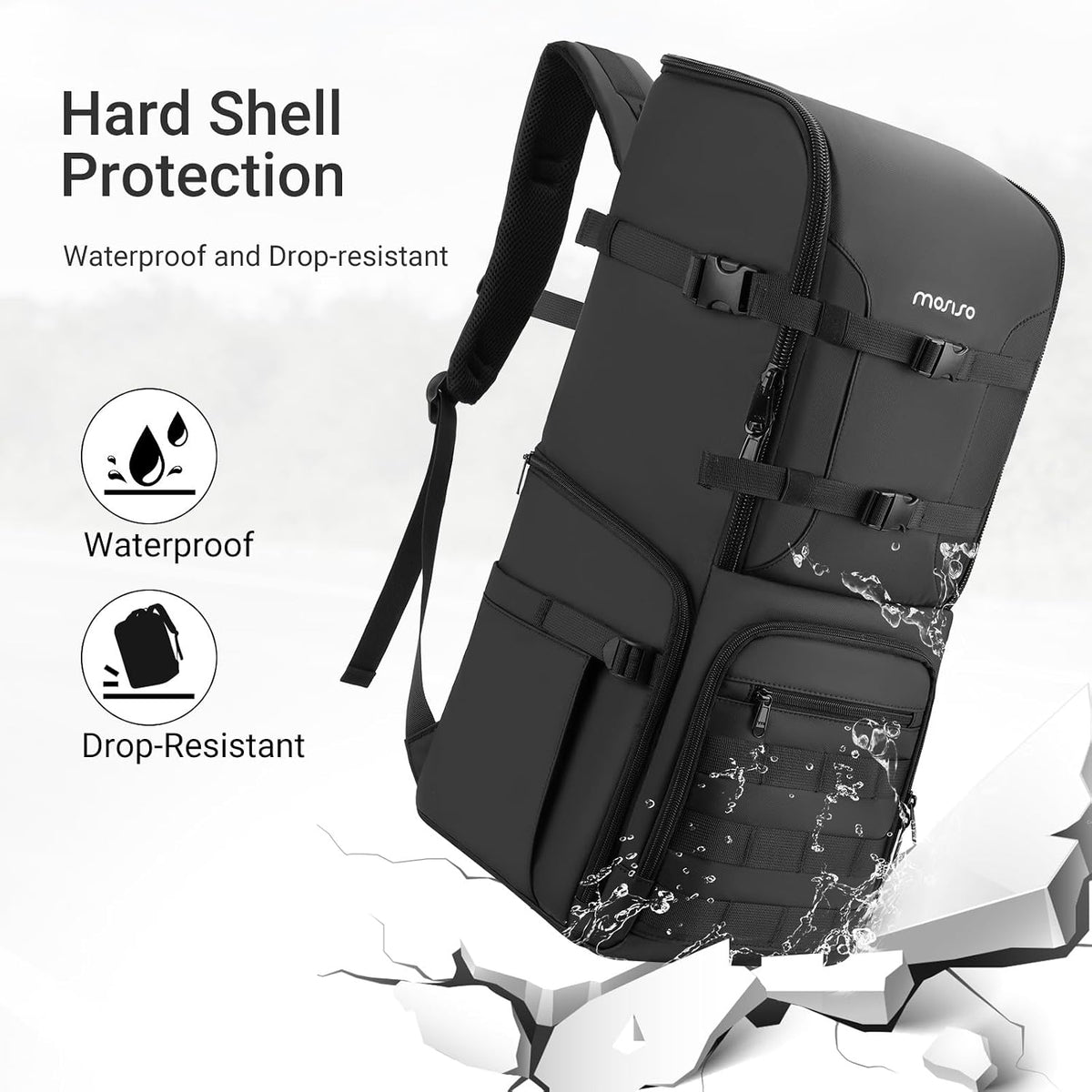 MOSISO Camera Backpack, Waterproof Telephoto Long Lens Bag, Black
