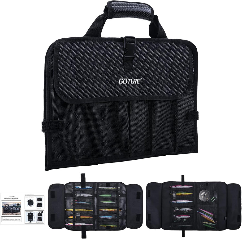 Goture Fishing Jig Bag,20 Mesh Pockets Lure Storage Bag,12.99"x7.09"