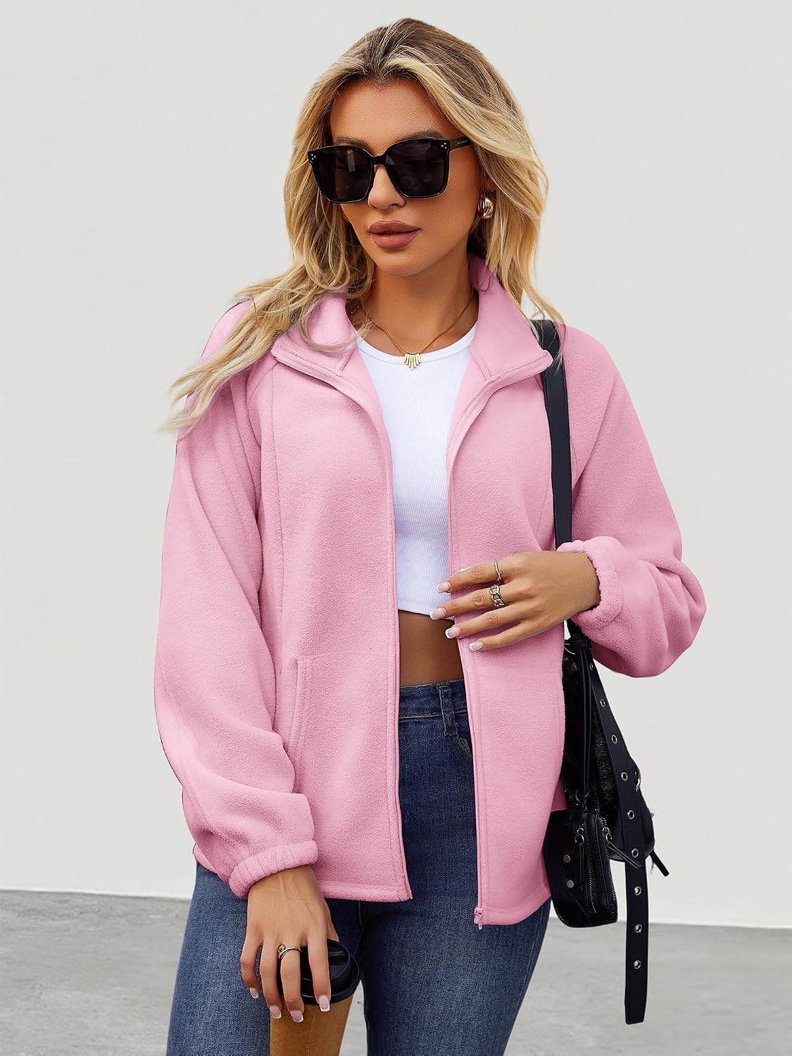 UEAL Womens Zip Up Fleece Jacket