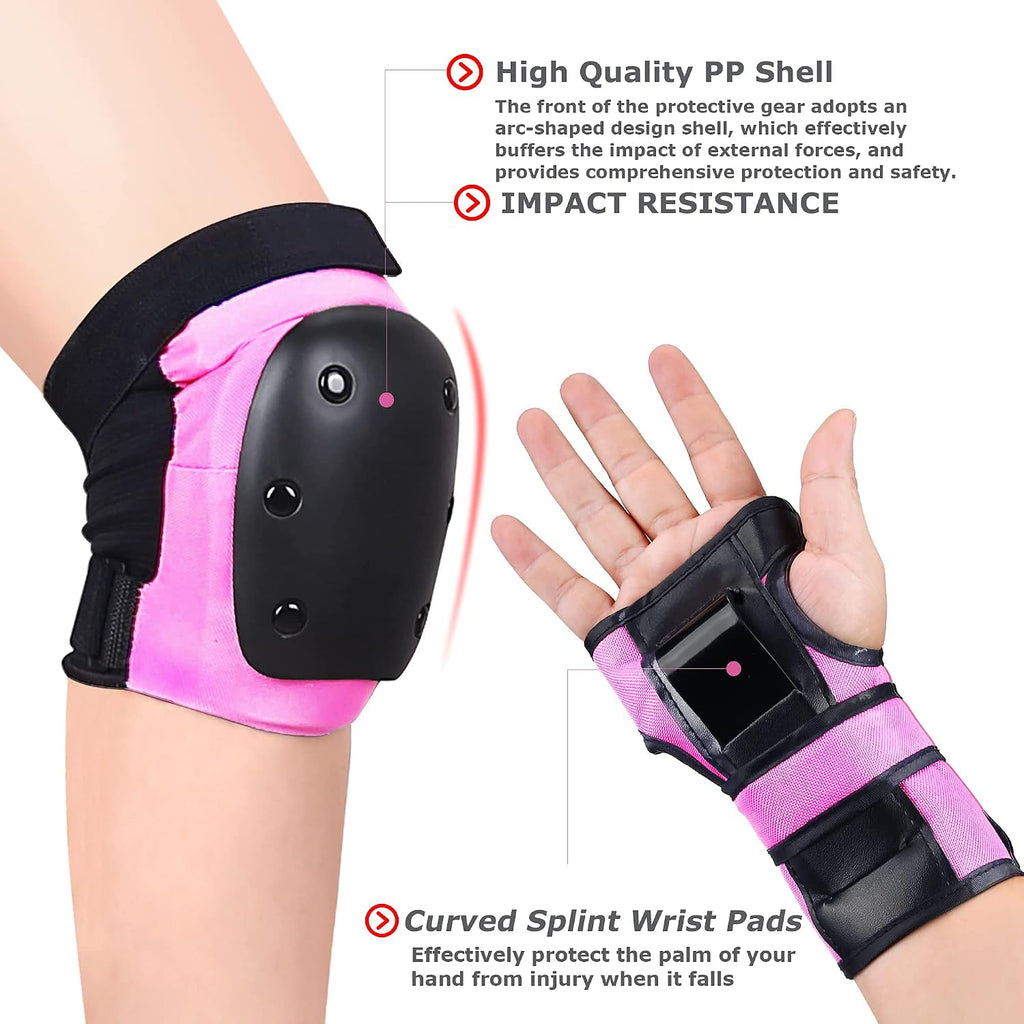Adult Knee Pads Elbow Pads Wrist Guards for Adult Kids 6 in 1 Protective Gear Set for Skateboarding Biking Roller Skating Cycling Outdoor Sports