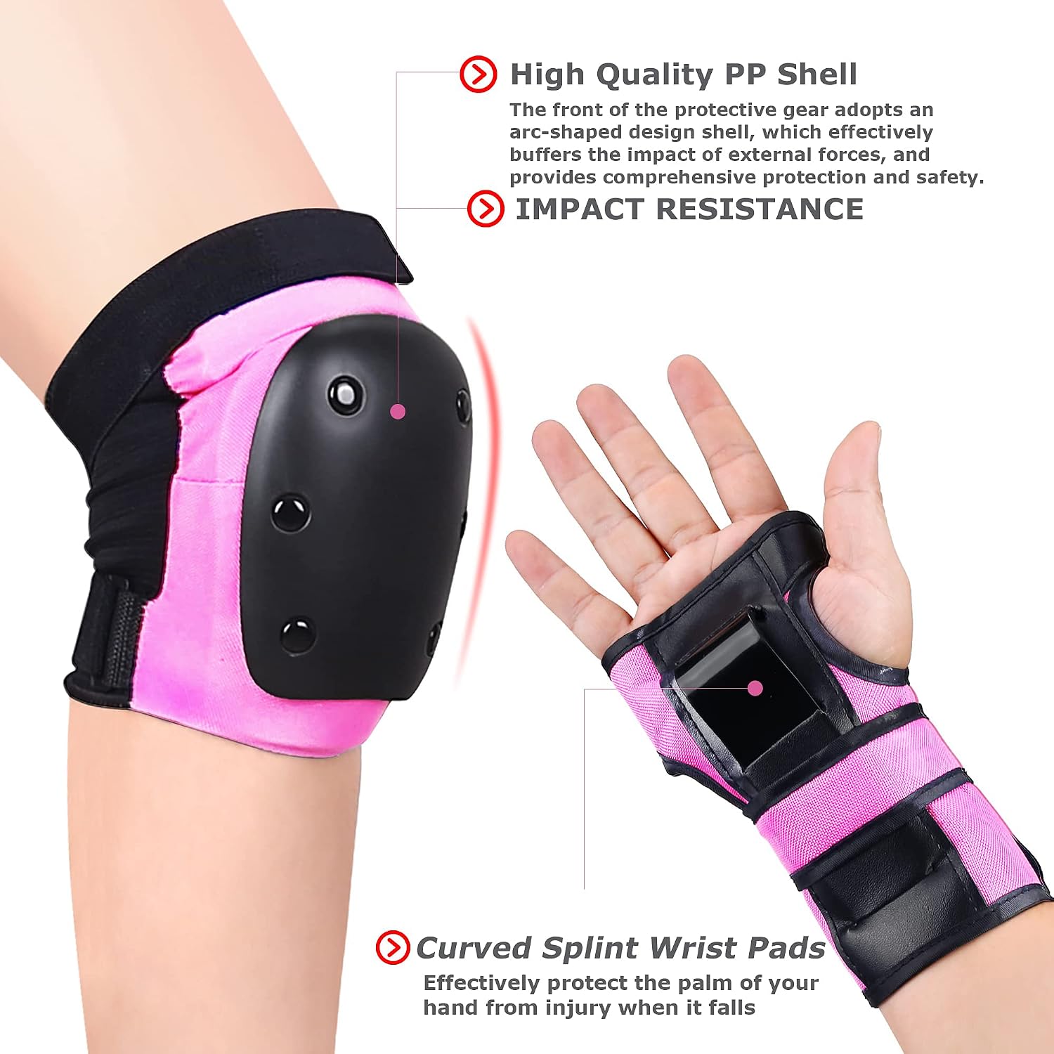 Adult Knee Pads Elbow Pads Wrist Guards for Adult Kids 6 in 1 Protective Gear Set for Skateboarding Biking Roller Skating Cycling Outdoor Sports