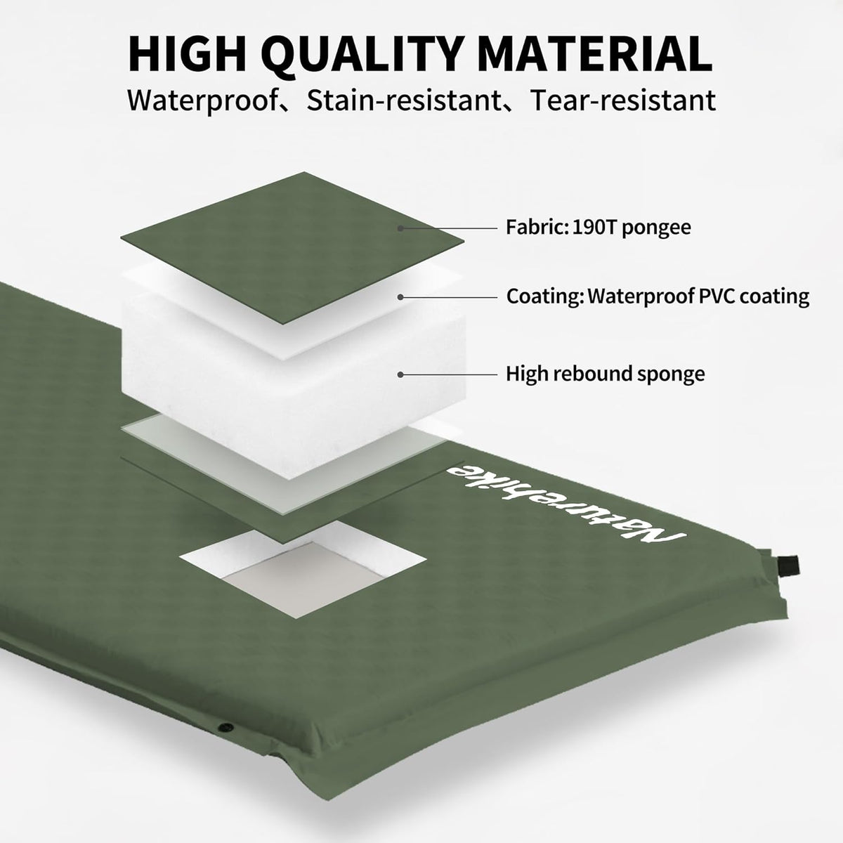 Naturehike Connectable Double Self Inflating Sleeping Pad, 1.18" Memory Foam Camping Pad, Backpacking Camping Mattress Pad for Tent, Travel, Car, Hammock