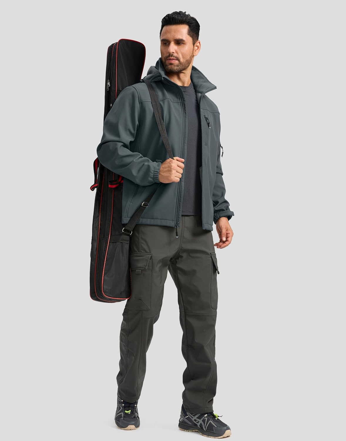 Pudolla Men's Softshell Jacket Hooded Fleece Lined Coats for Outdoor Work