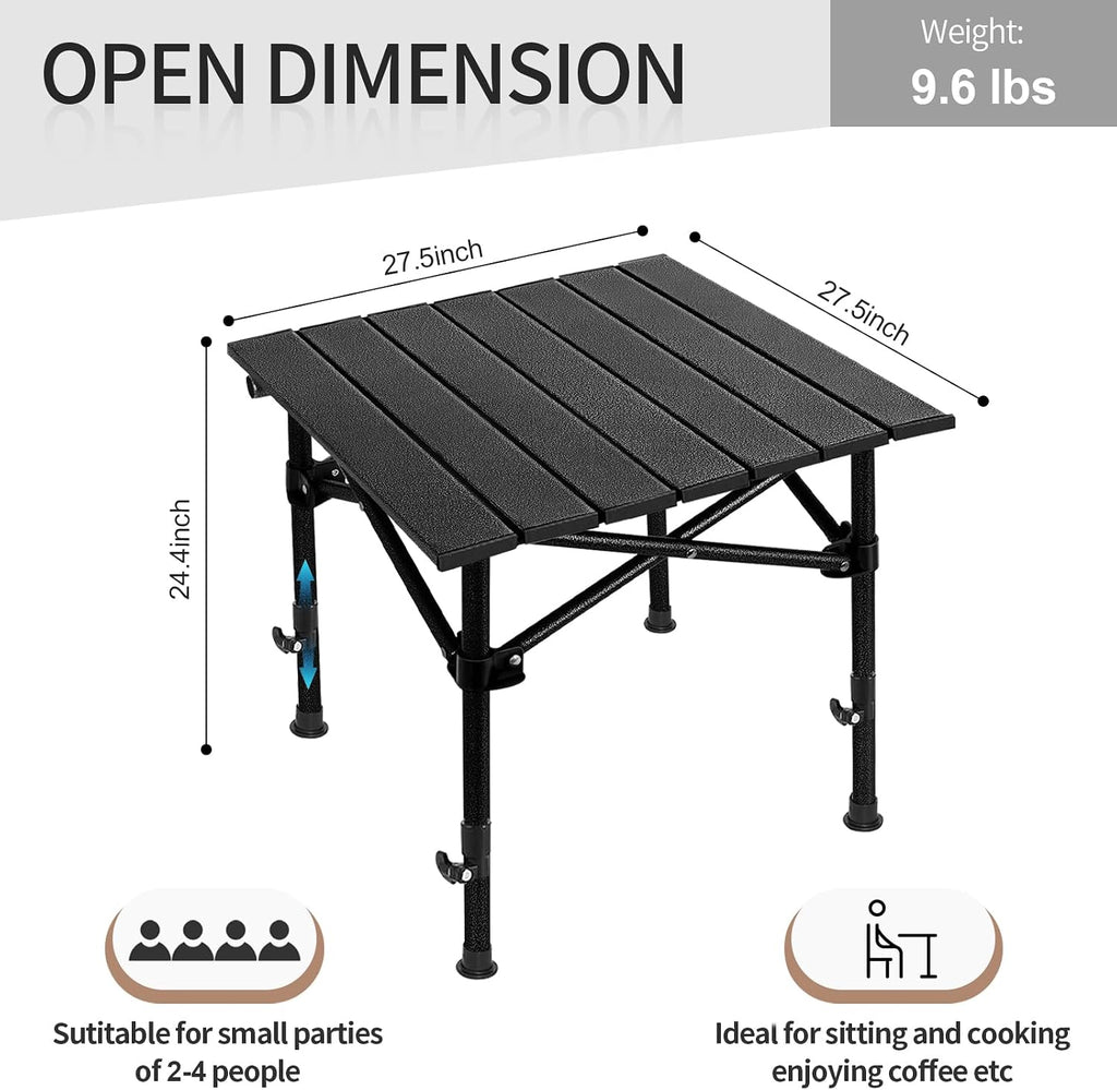 SHANQUAN Camping Table Roll up Table, Fold up Lightweight Compact 2-4 Person Portable Adjustable Height Roll up Aluminum Table with Carry Bag for Outdoor, Camping, Picnic, Backyards, BBQ