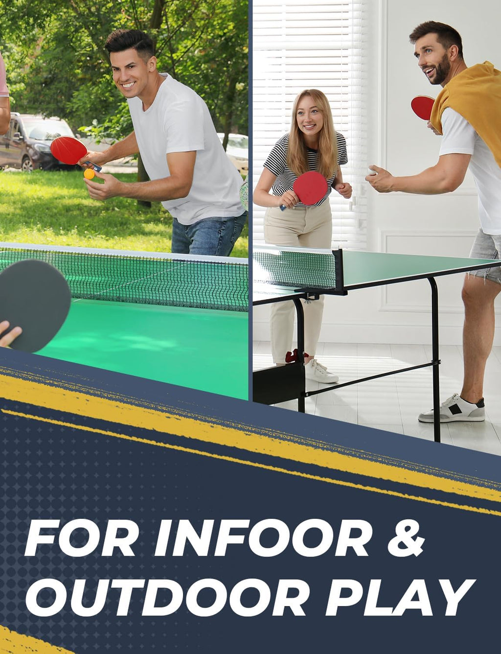 Glymnis Ping Pong Paddles Set of 4/2, 7-Ply Table Tennis Rackets and Balls