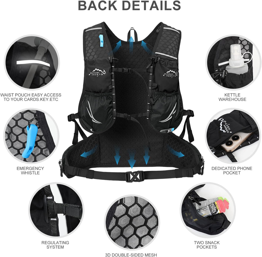 IX INOXTO Hydration Backpack, 18L Lightweight Hiking Backpack with 2L Water Bladder Daypack Women Men, Water Backpack Insulated Hydration Pack for Hiking, Running, Festival, Cycling
