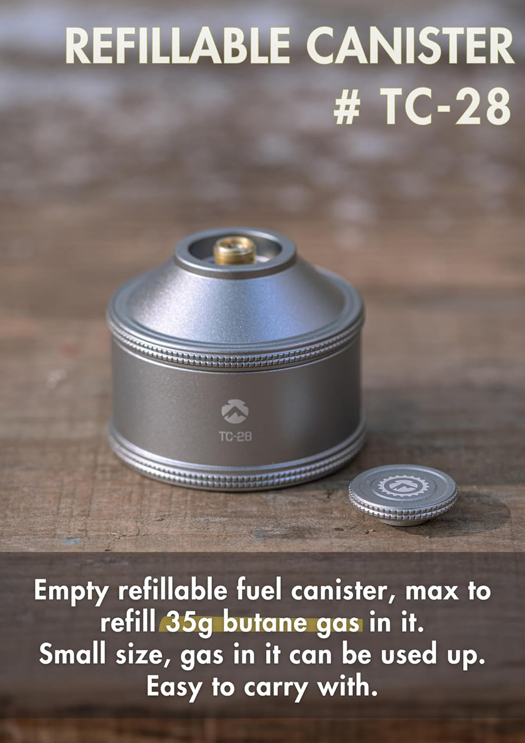 CAMPINGMOON Empty Refillable Gas Canister 35g EN417 Lindal Valve TC-28