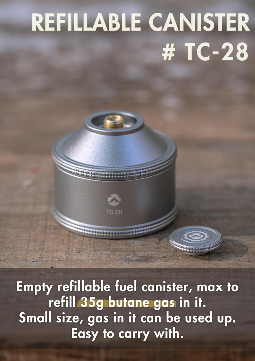 CAMPINGMOON Empty Refillable Gas Canister 35g EN417 Lindal Valve TC-28