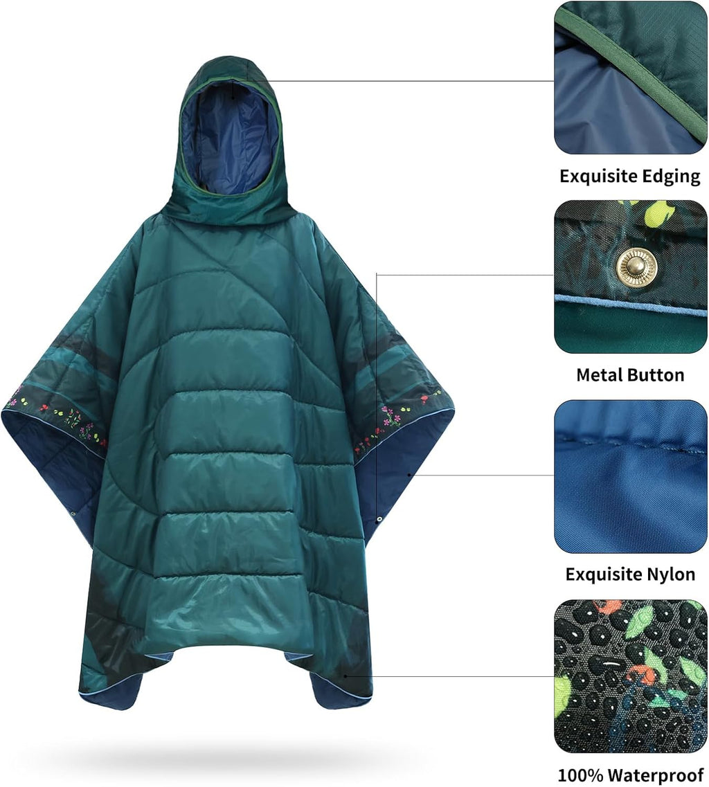 Poncho Blanket Outdoor Wearable Camping Blanket Hoodie Waterproof