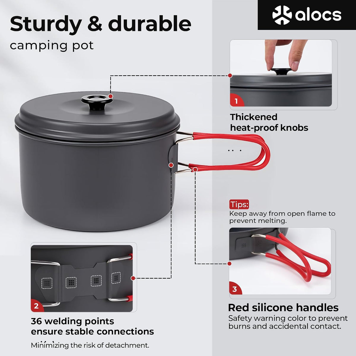 ALOCS Camping Cookware Set Camping Gear Compact Camping Pots and Pans Set