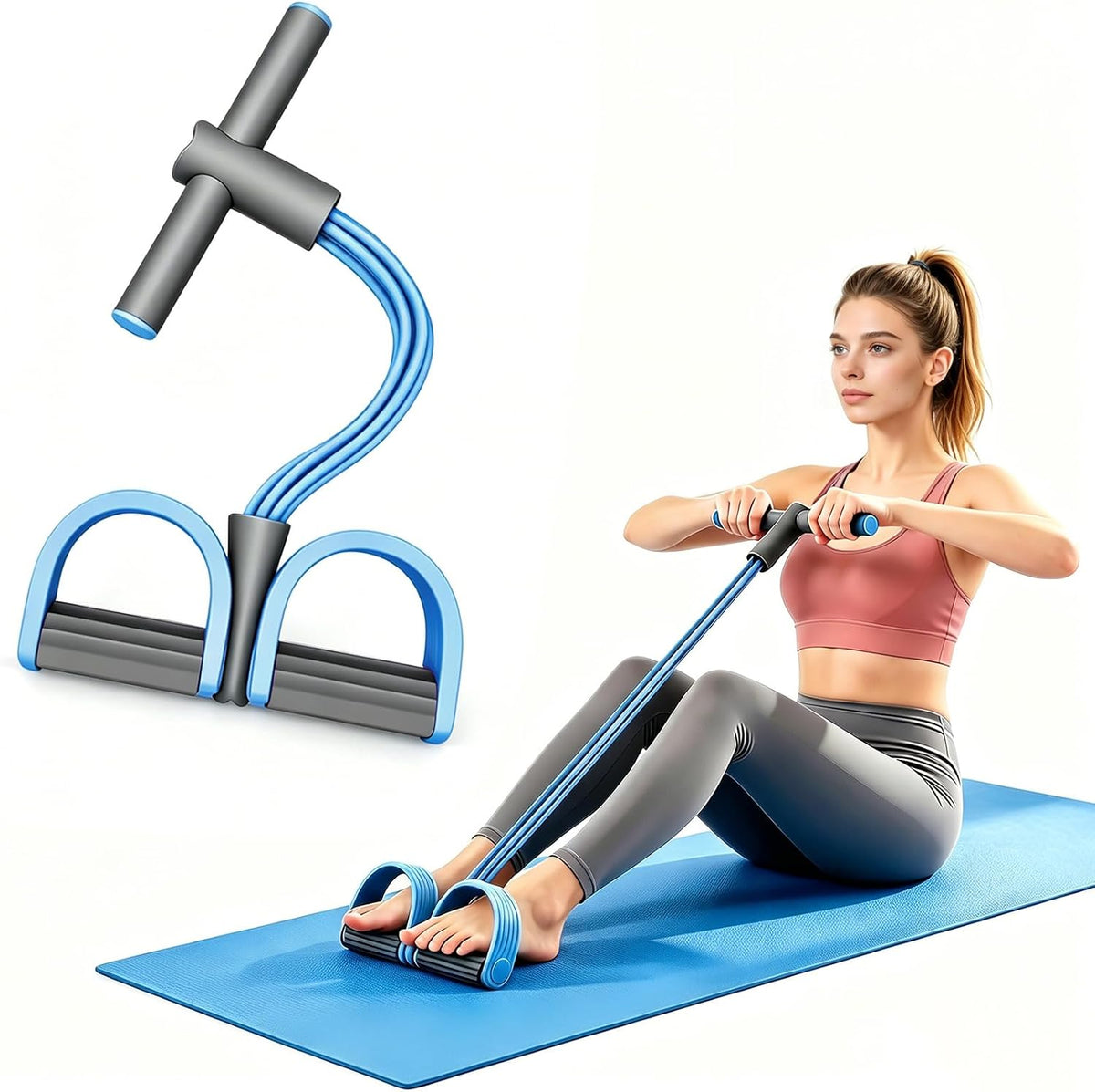 Pedal Resistance Band with Handle,4/6/8 Resistance Levels Elastic Pull Rope, Exercise Bands for Leg Butt Training, Home Gym, Yoga, Pilates