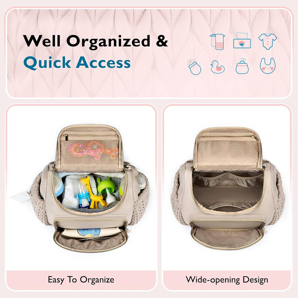 mommore Diaper Bag Backpack, Stylish Mini Baby Bag with Changing Pad