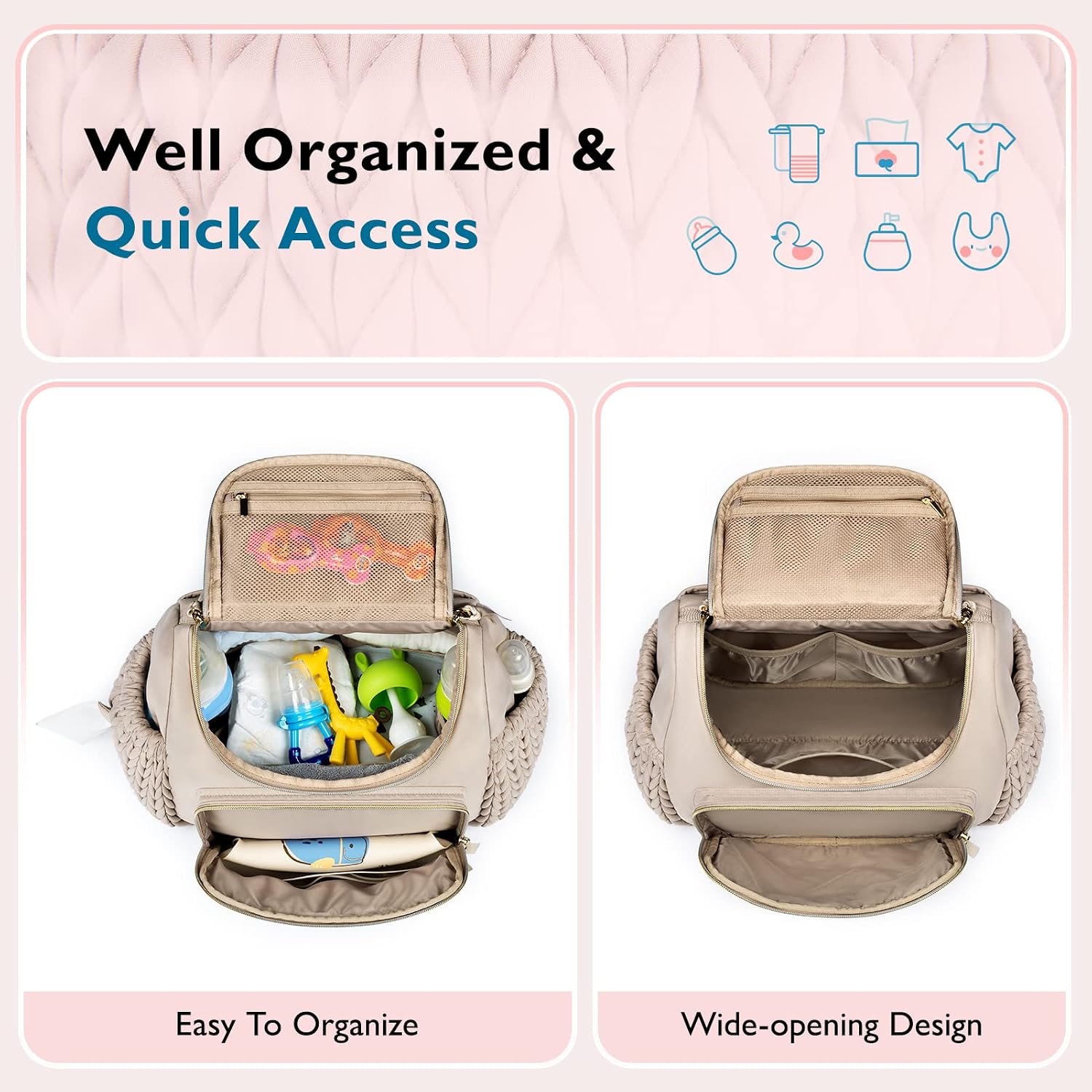 mommore Diaper Bag Backpack, Stylish Mini Baby Bag with Changing Pad