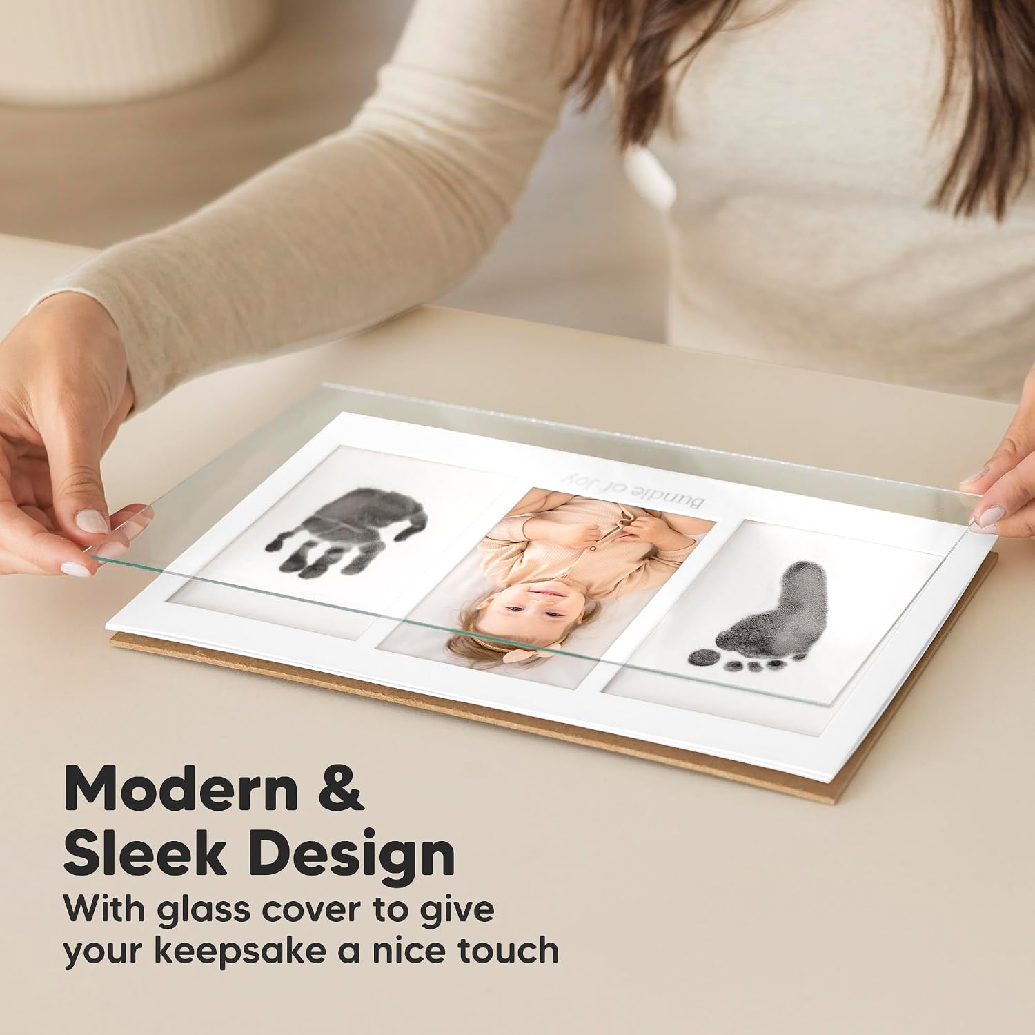 Inkless Hand and Footprint Kit, Boy Girl Newborn Keepsake (Vintage White)