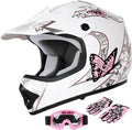 SLMOTO Dot Youth Kids Helmet Motocross Offroad Street Helmet Motorcycle Helmet Dirt Bike Motocross ATV Pink Butterfly Design Helmet+Goggles+Gloves