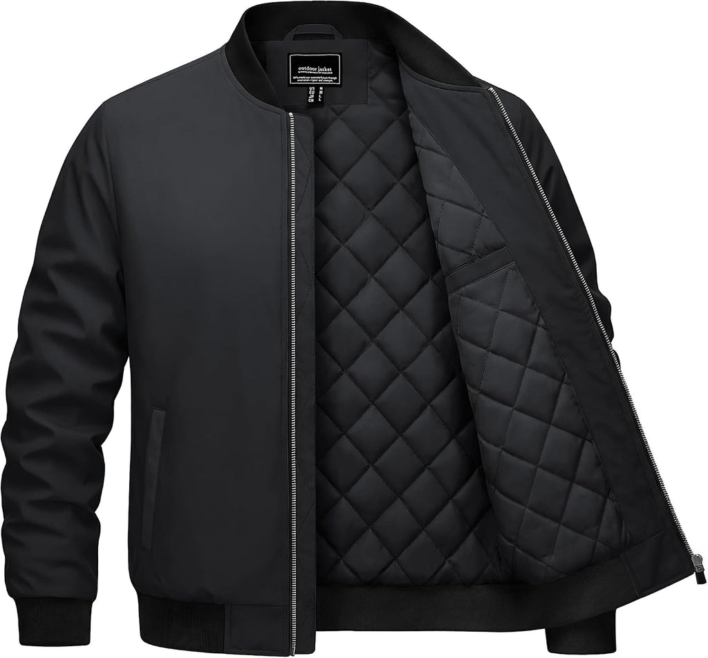 Cotrasen Men's Bomber Jacket Fall Winter Windbreaker Warm Quilted Coats