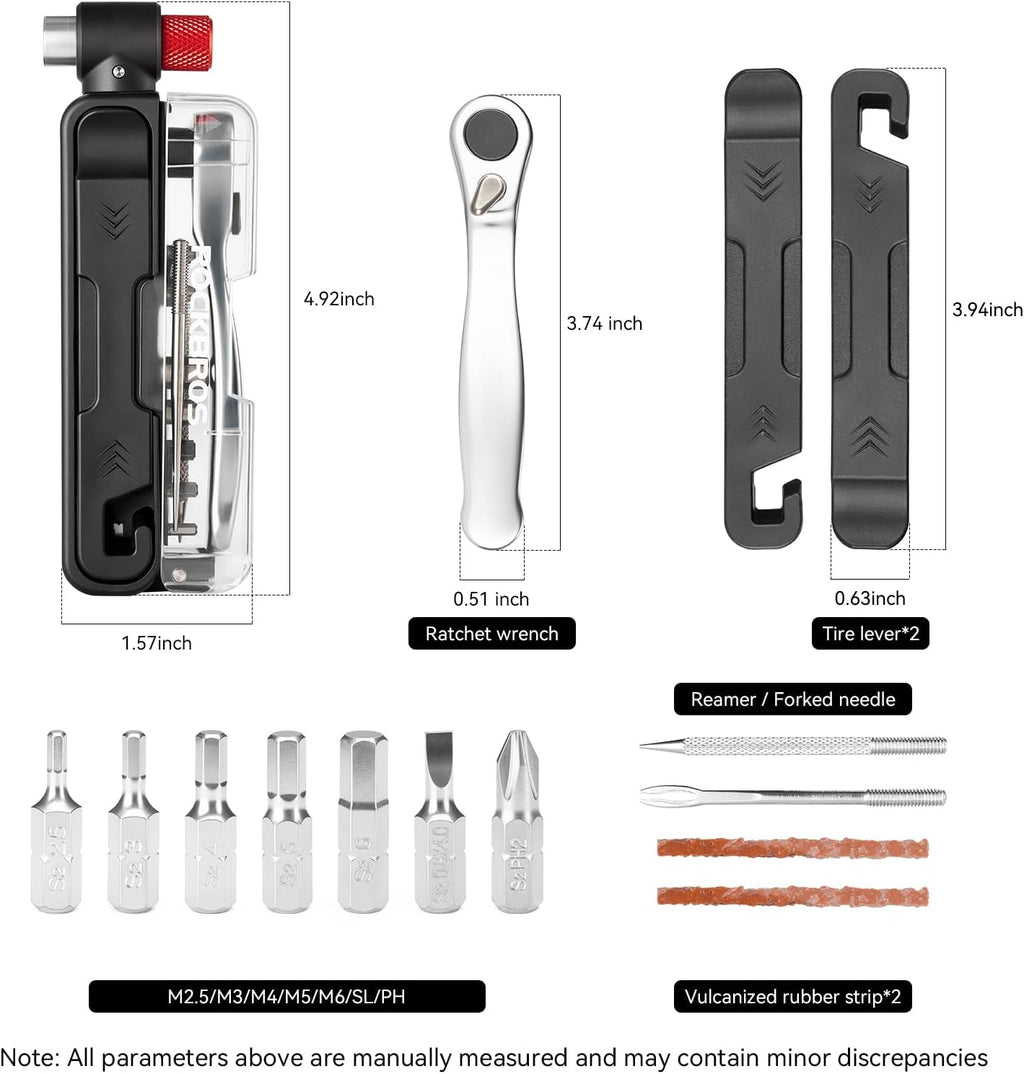 ROCKBROS Bike Tool Kit Portable 7 Magnetic Bits Ratchet Wrench Tire Levers