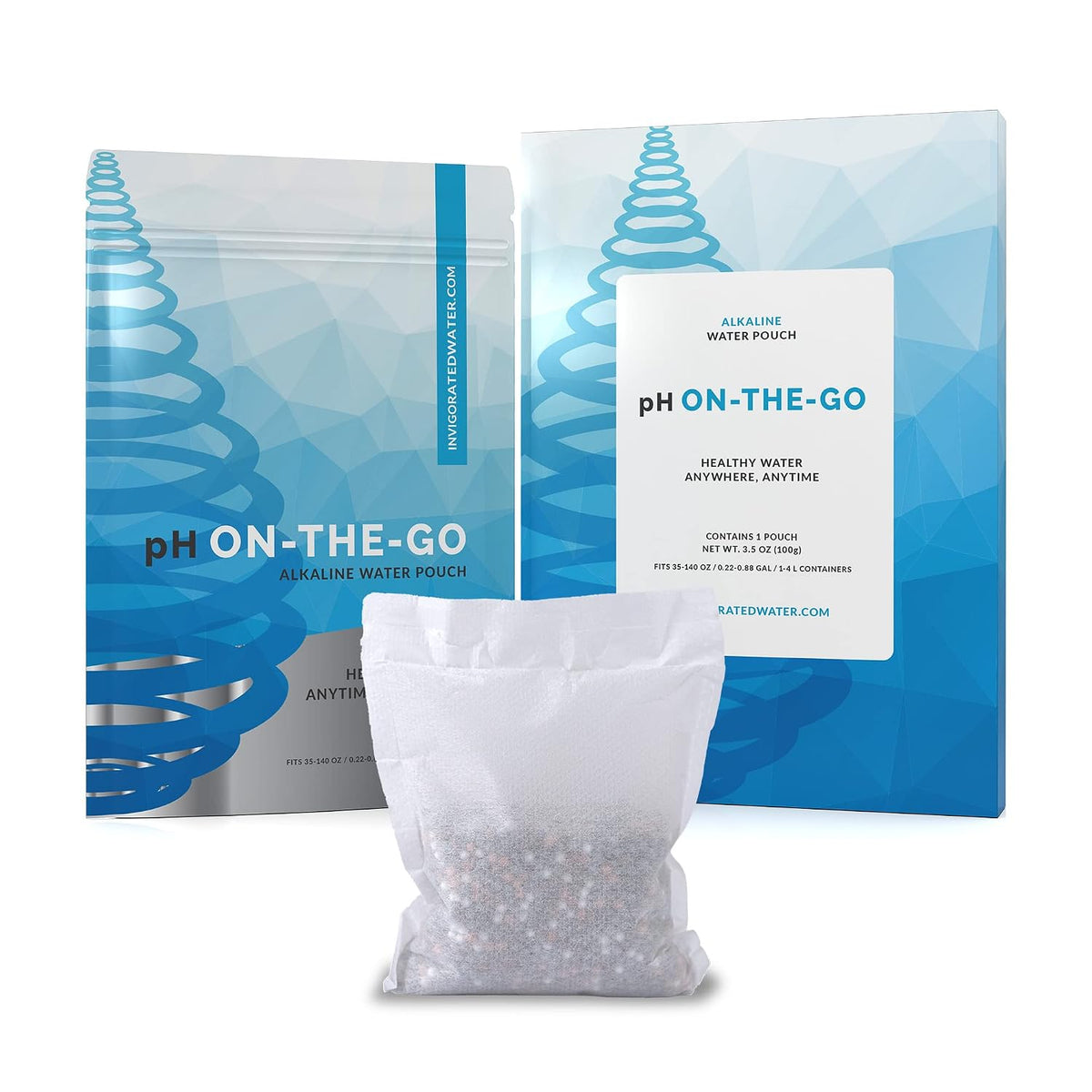 Invigorated Water pH ON-The-GO Alkaline Water Filter Pouch- Portable Alkaline Water Filtration System for Your Bottle, Pitcher, Jug, Container - High pH Water - Long-Life 105 Gallon/400 Litre (1-Pack)