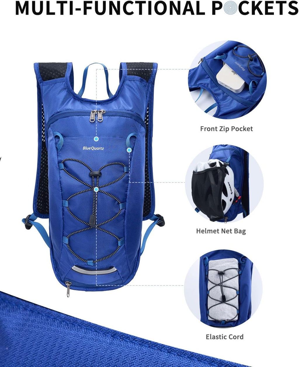 Blue Quartz Hydration Backpack with 2L Water Bladder, Hiking Water Pack with Insulated Compartment for Women Men, Lightweight Cycling Daypack with Phone Pocket, Hydration Pack for Running,Biking