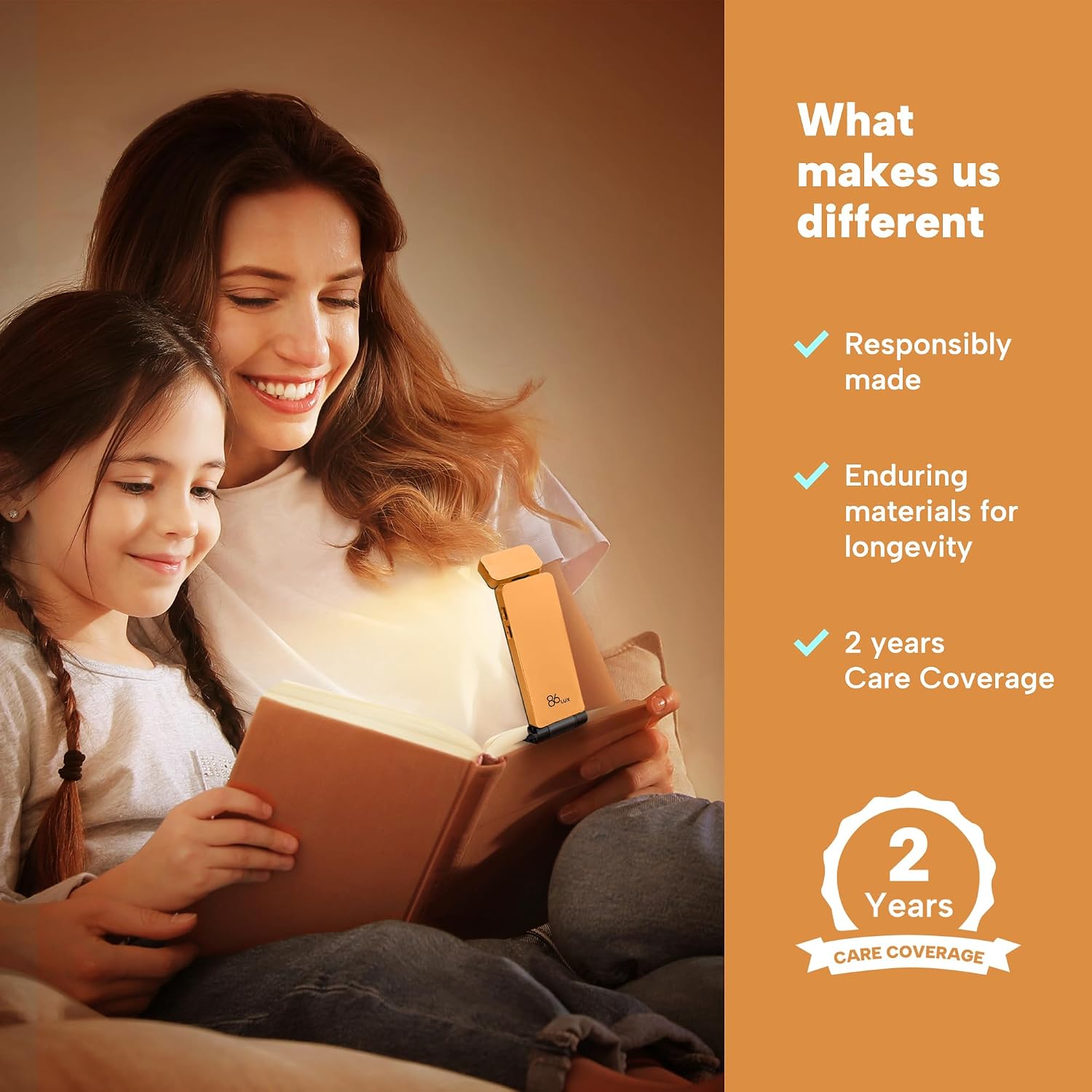 86lux Book Light, Rechargeable Reading Lights for Books in Bed