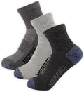 Merrell Unisex 3-pack Trekker Outdoor Ankle Socks, Mid-height Wool Blend Trail Socks Multi-pack