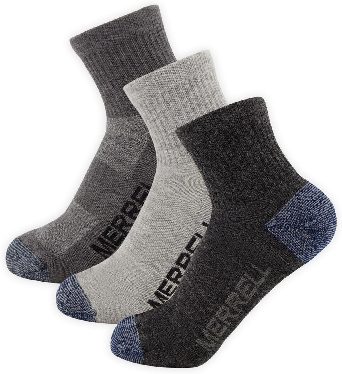 Merrell Unisex 3-pack Trekker Outdoor Ankle Socks, Mid-height Wool Blend Trail Socks Multi-pack