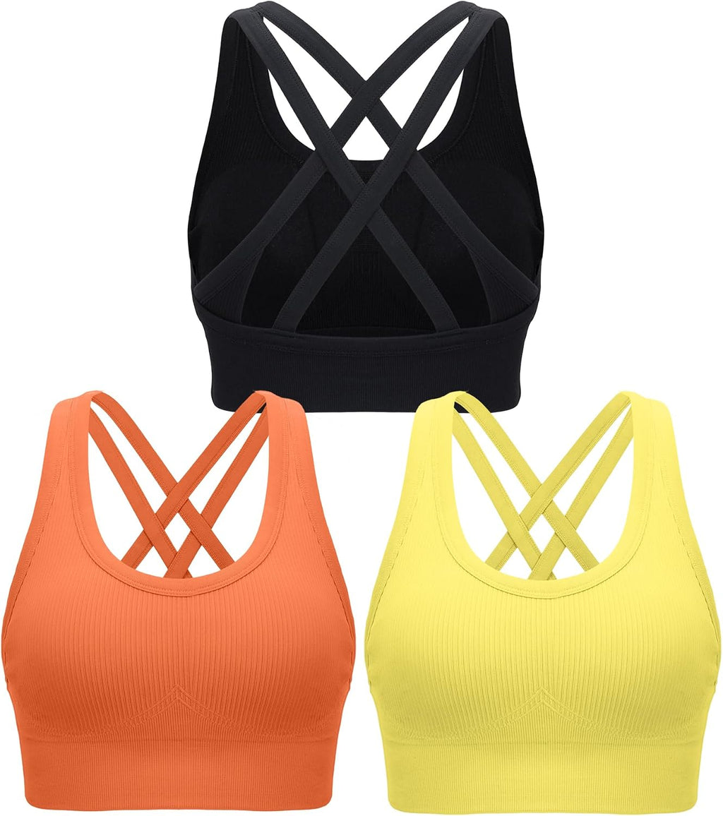 RUNNING GIRL Sports Bra for Women High Support, Criss-Cross Back Padded Strappy Sports Bras Yoga Bra with Removable Cups